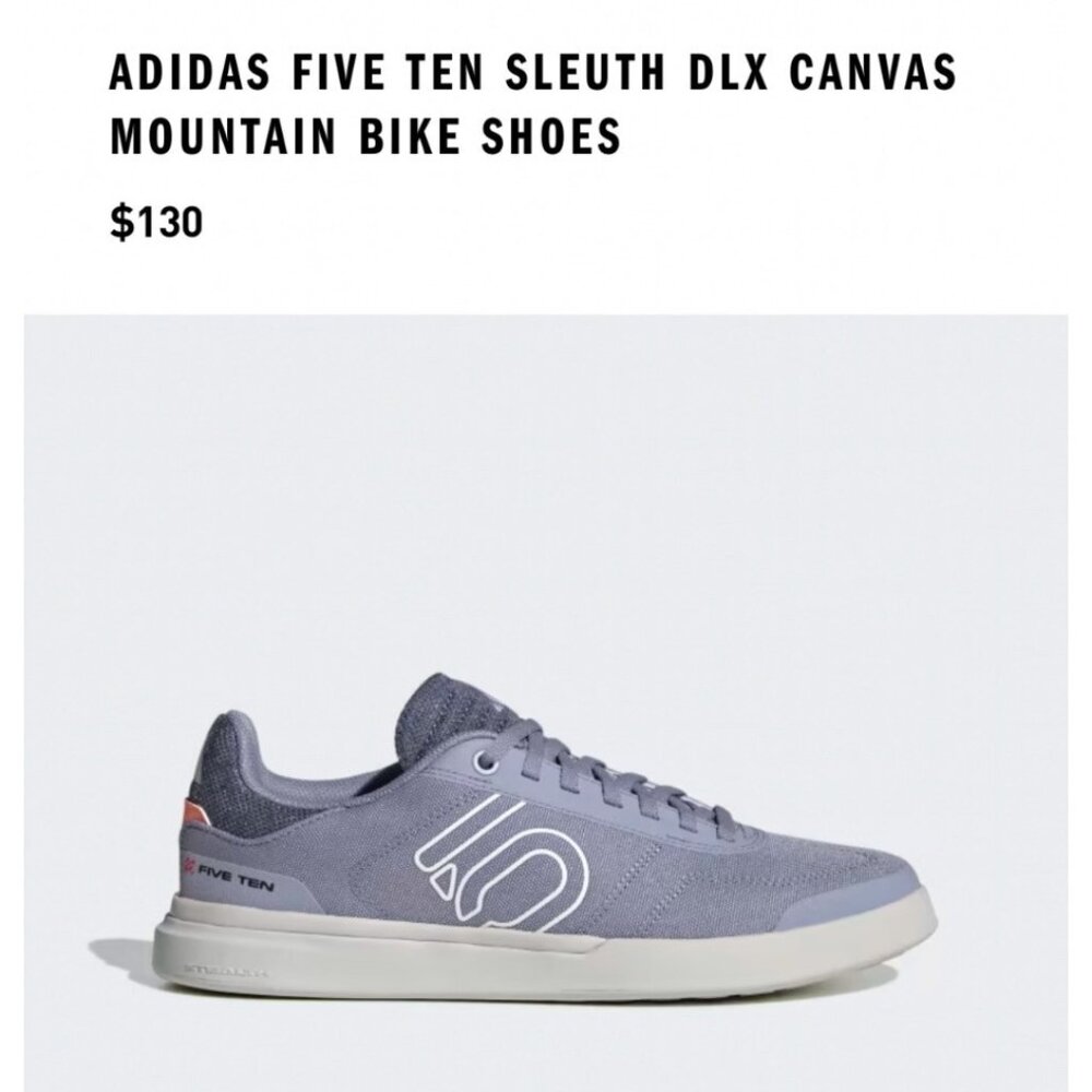 Adidas Five Ten Sleuth DLX Canvas Mountain Bike Shoes Silver Violet/Cloud 10.5